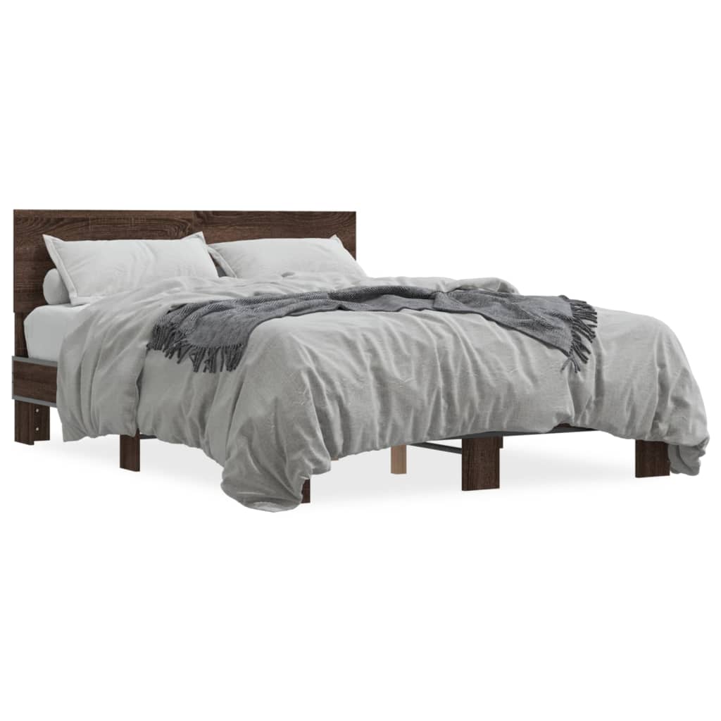 Cadre de lit sans matelas chêne marron 135x190 cm - XIOS