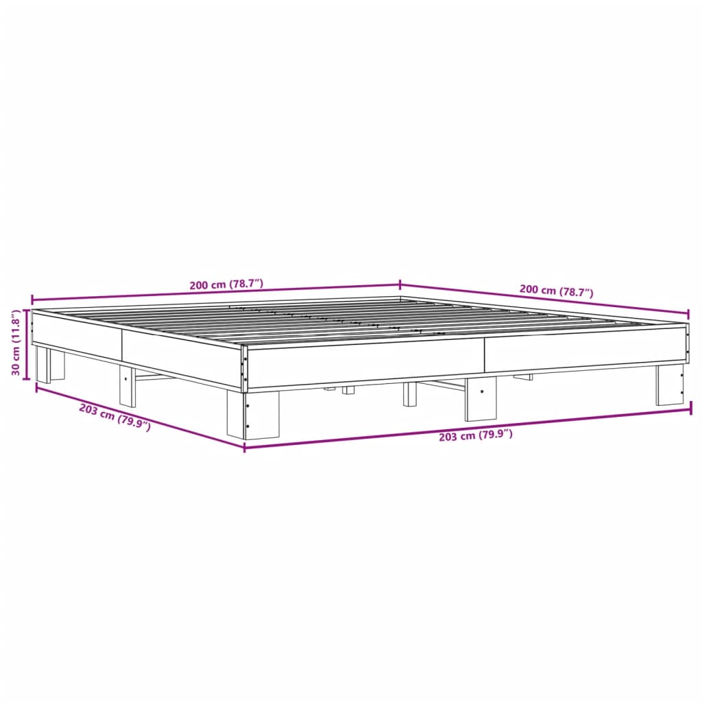 Cadre de lit sans matelas sonoma gris 200x200 cm - XIOS