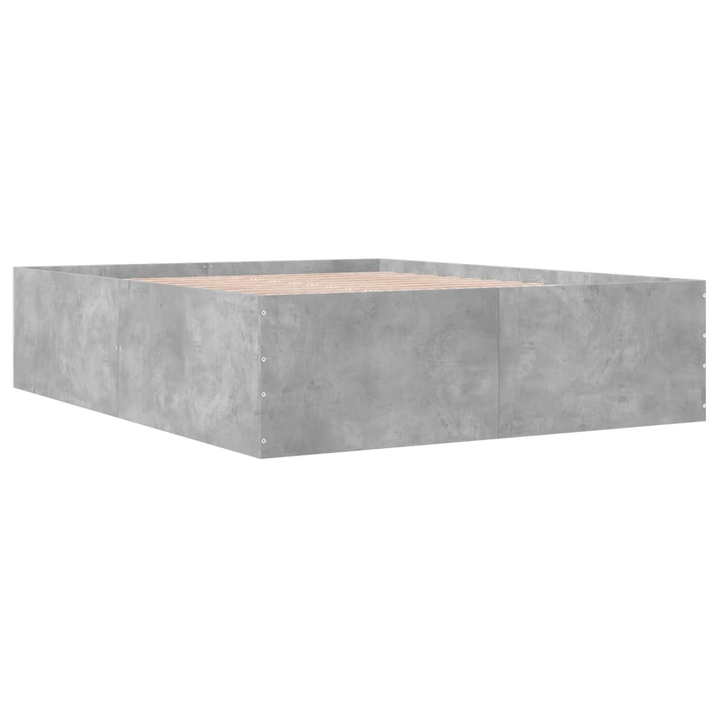 Cadre de lit sans matelas gris béton 150x200 cm - XIOS