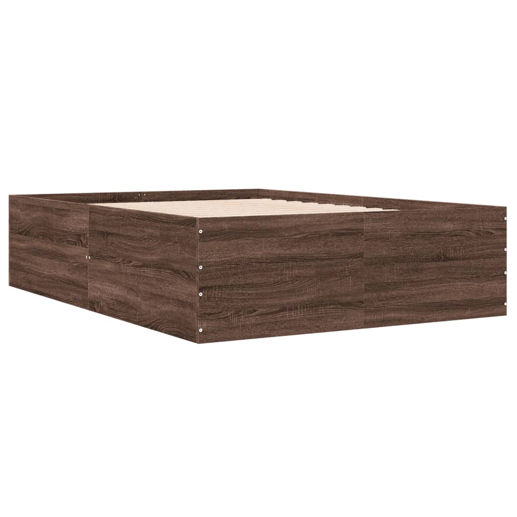 Cadre de lit sans matelas chêne marron 135x190 cm - XIOS