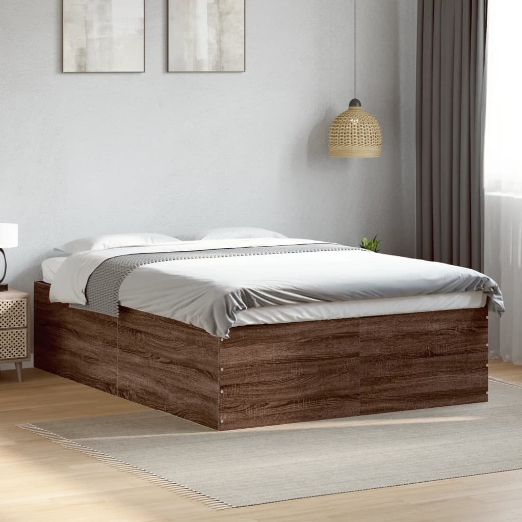 Cadre de lit sans matelas chêne marron 135x190 cm - XIOS