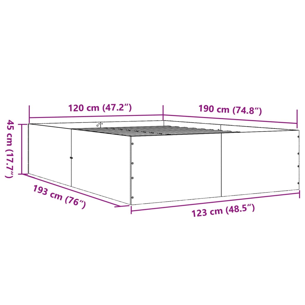 Cadre de lit sans matelas chêne fumé 120x190 cm - XIOS