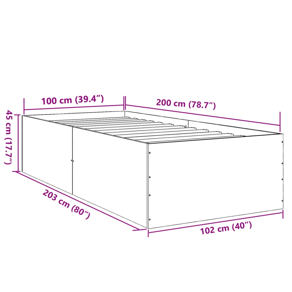 Cadre de lit sans matelas chêne sonoma 100x200 cm - XIOS