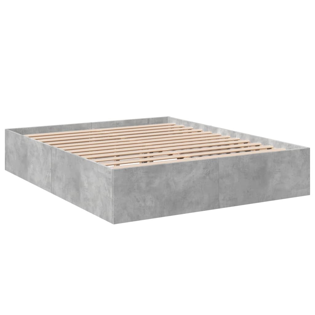 Cadre de lit sans matelas gris béton 150x200 cm - XIOS