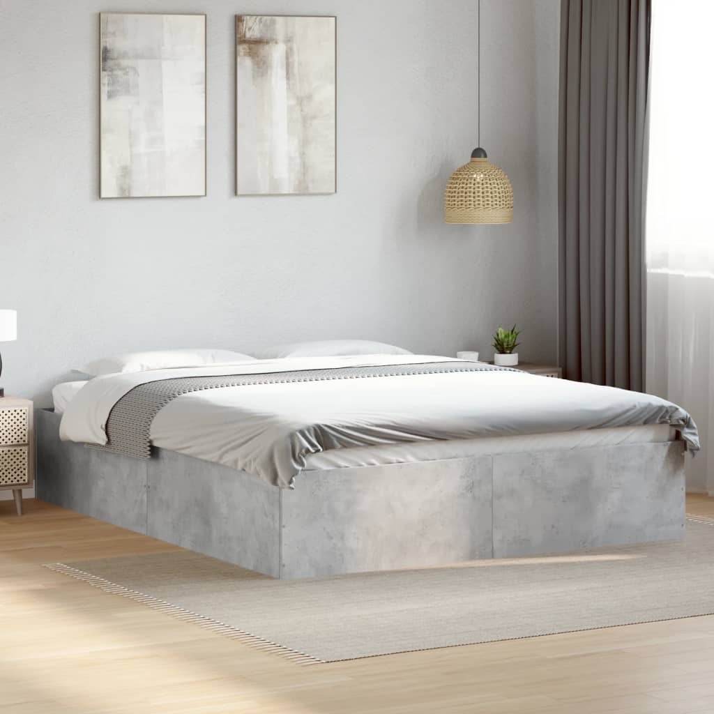 Cadre de lit sans matelas gris béton 150x200 cm - XIOS