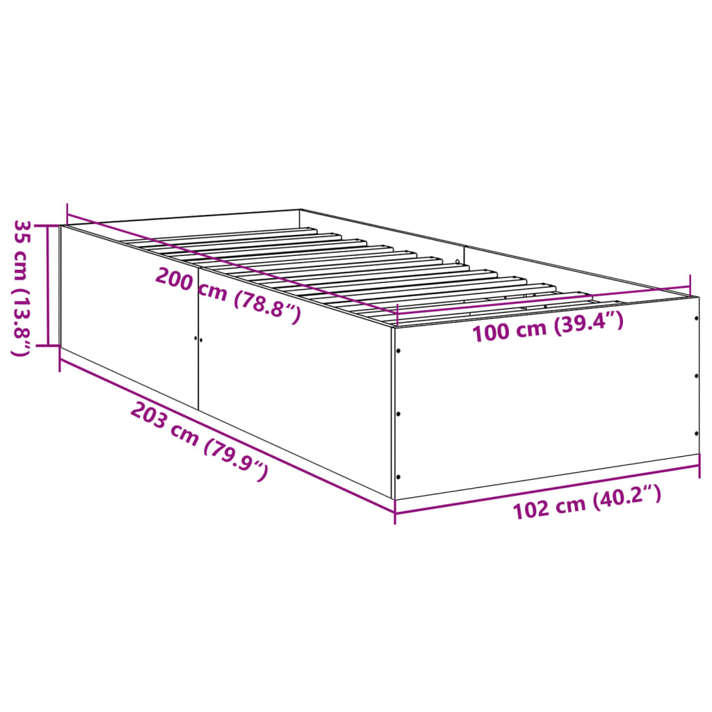 Cadre de lit sans matelas gris béton 100x200 cm - XIOS