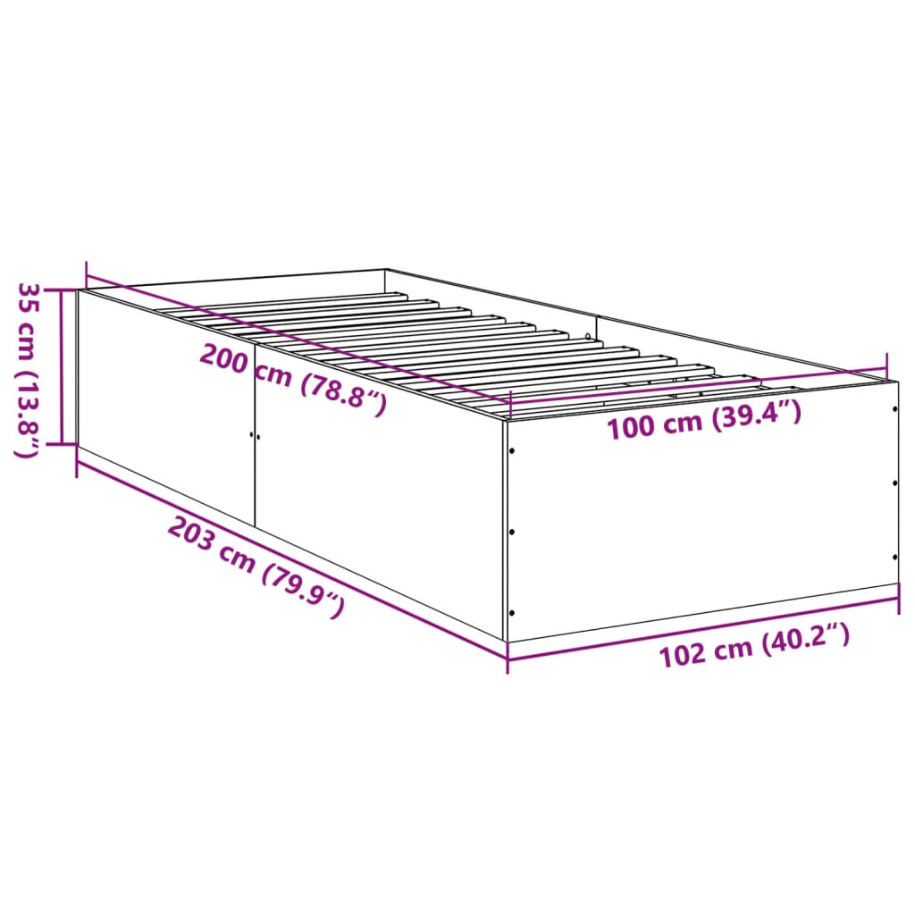 Cadre de lit sans matelas sonoma gris 100x200 cm - XIOS