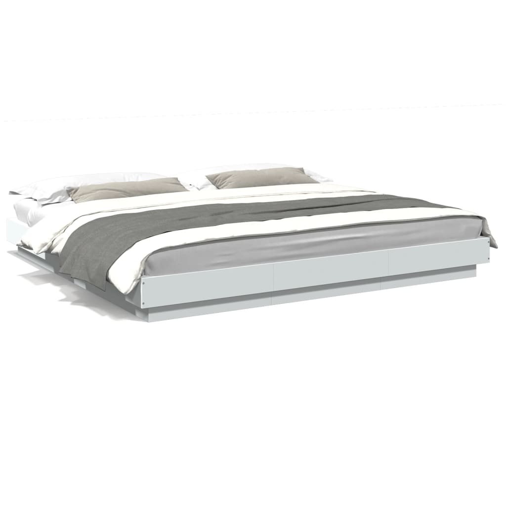 Cadre de lit avec lumières LED sans matelas blanc 200x200 cm - XIOS