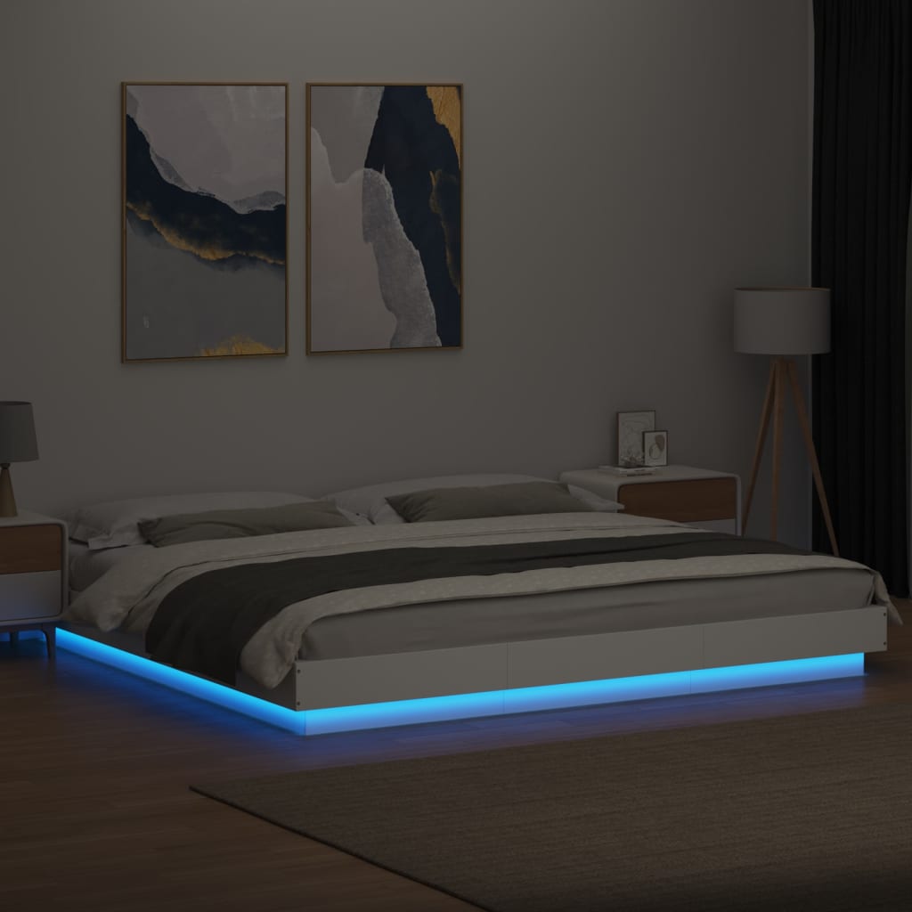 Cadre de lit avec lumières LED sans matelas blanc 200x200 cm - XIOS