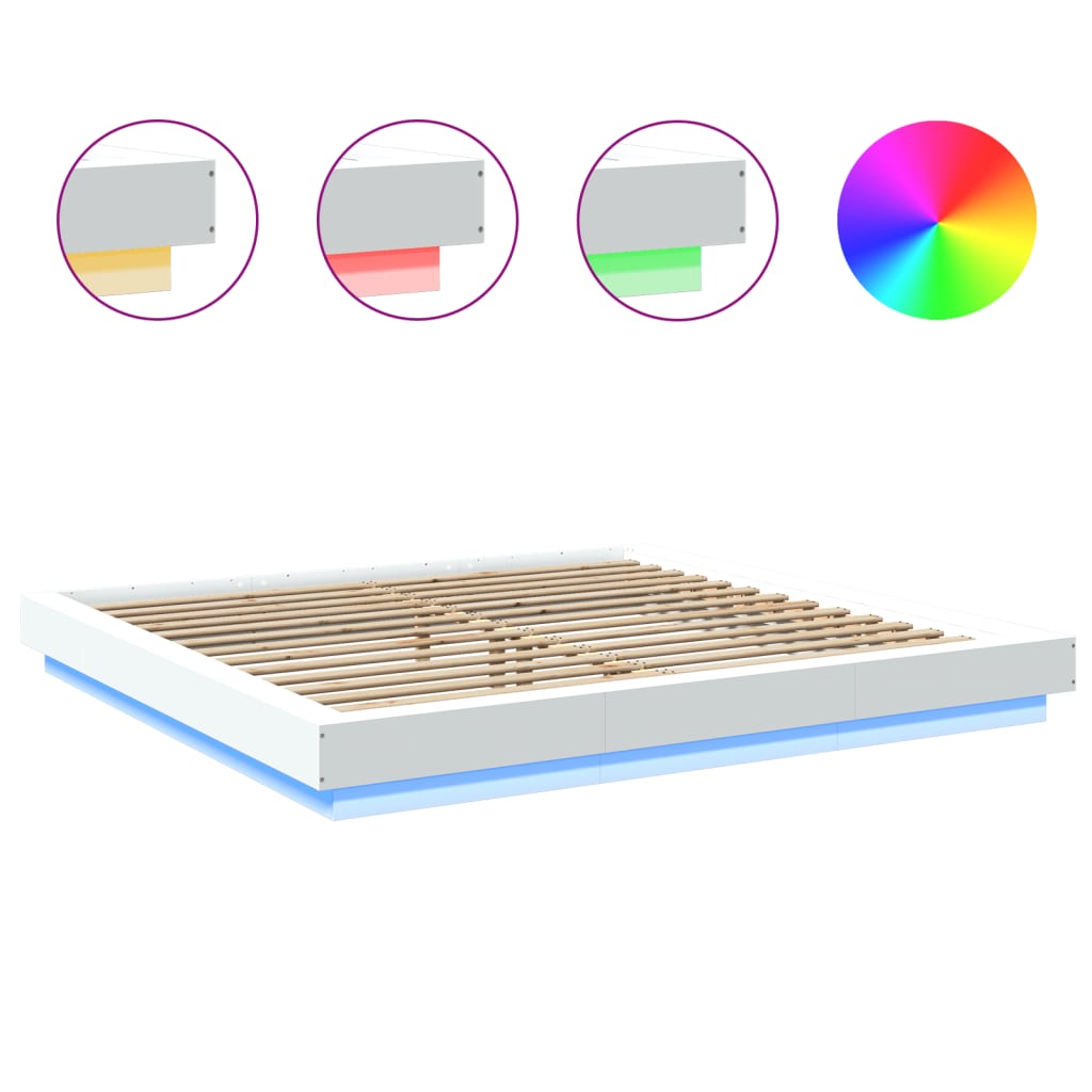 Cadre de lit avec lumières LED sans matelas blanc 200x200 cm - XIOS
