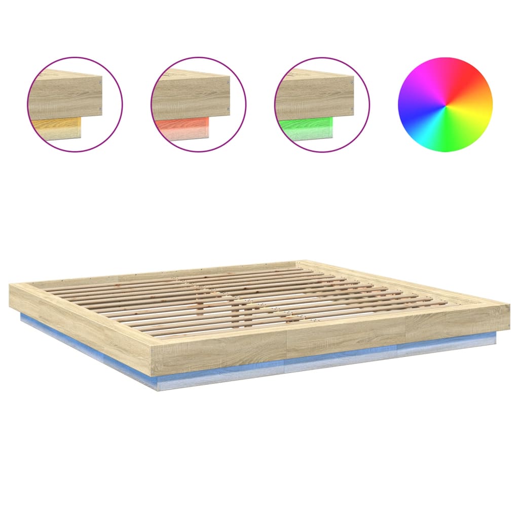 Cadre de lit avec lumières LED sans matelas 200x200 cm - XIOS
