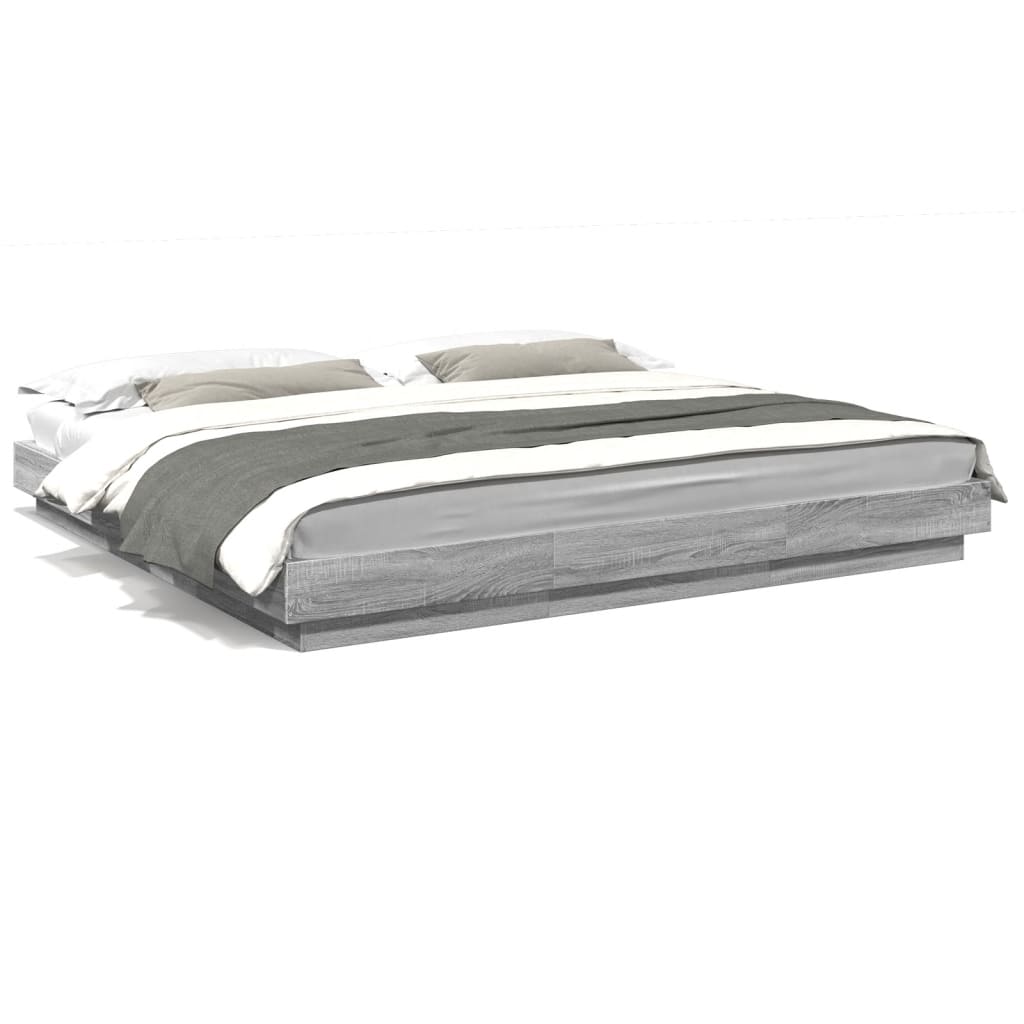 Cadre de lit et lumières LED sans matelas sonoma gris 200x200cm - XIOS