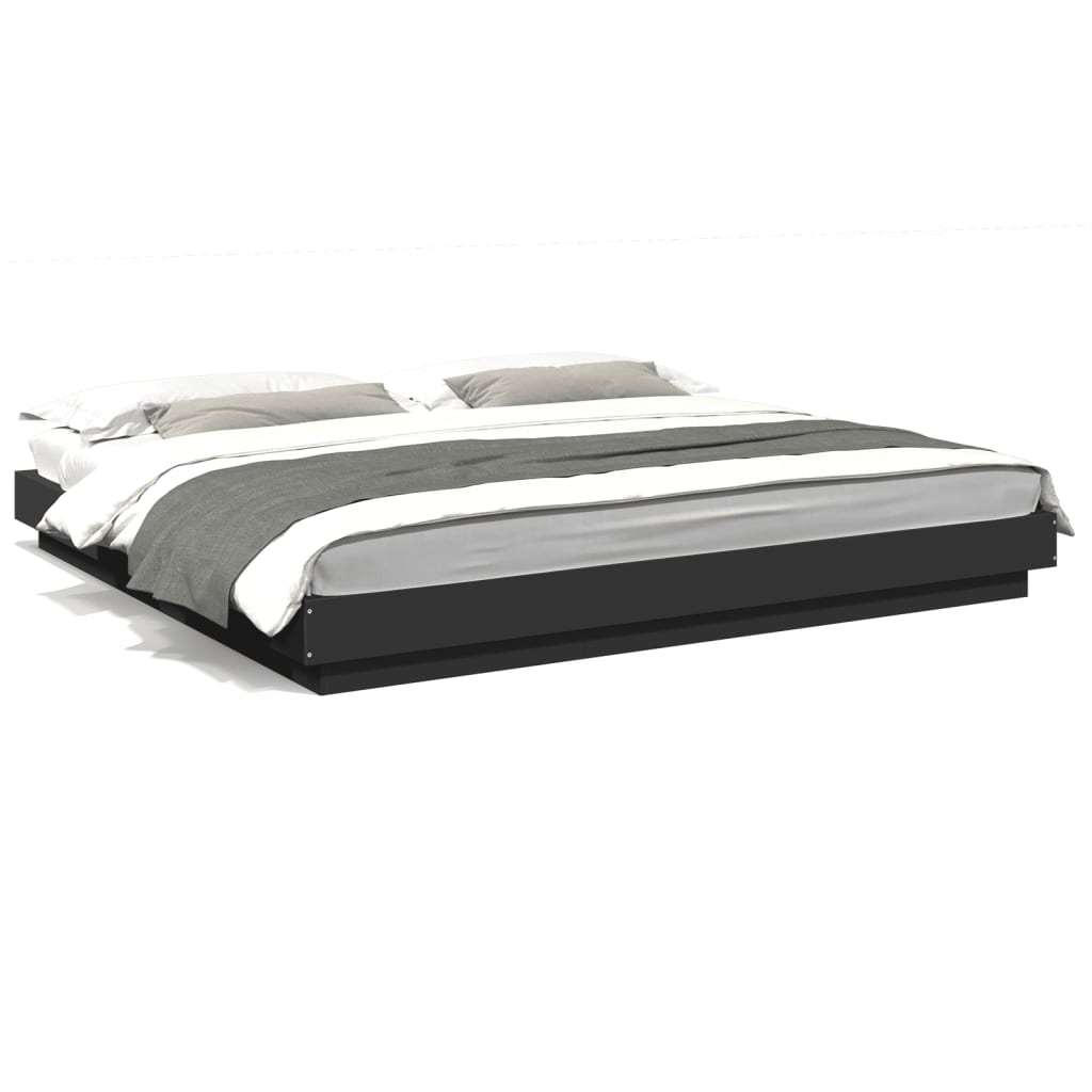 Cadre de lit avec lumières LED sans matelas noir 180x200 cm - XIOS