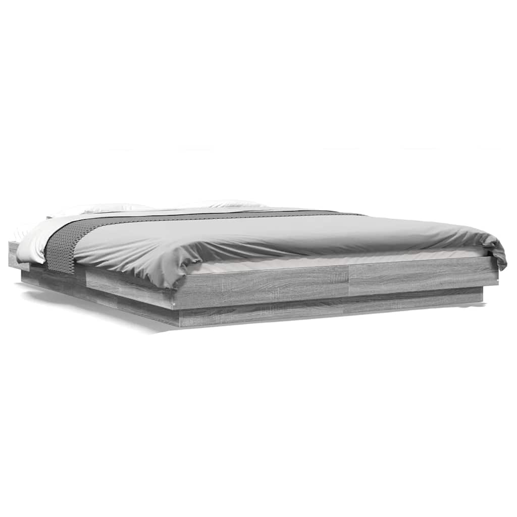 Cadre de lit et lumières LED sans matelas sonoma gris 160x200cm - XIOS