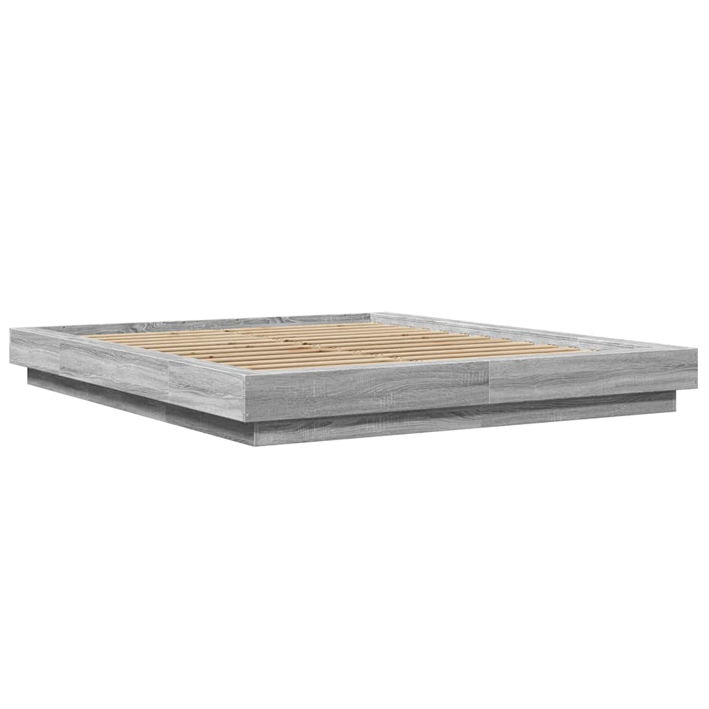 Cadre de lit et lumières LED sans matelas sonoma gris 160x200cm - XIOS