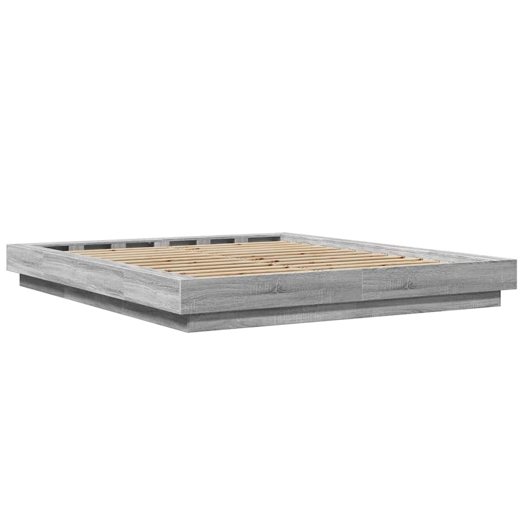 Cadre de lit et lumières LED sans matelas sonoma gris 160x200cm - XIOS