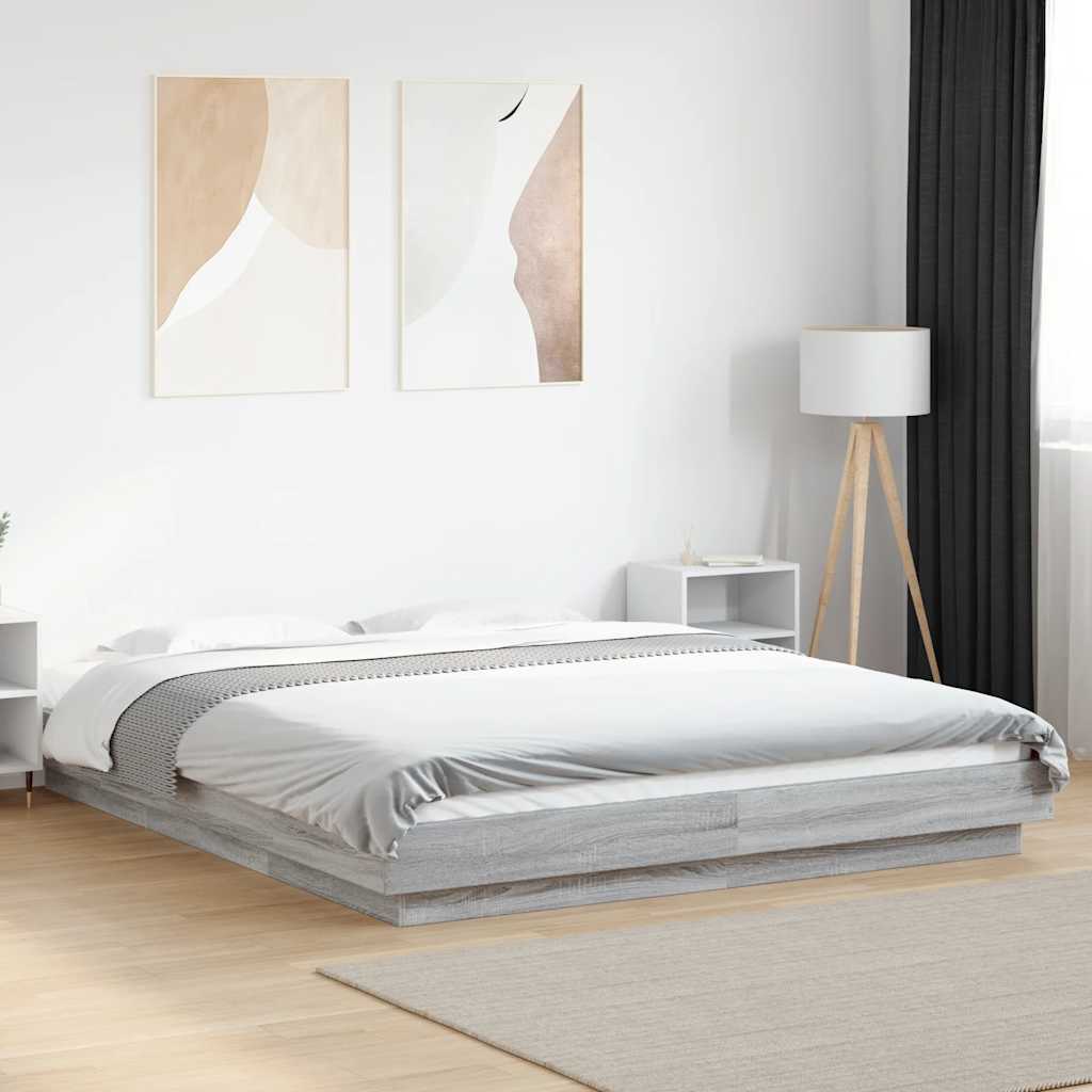 Cadre de lit et lumières LED sans matelas sonoma gris 160x200cm - XIOS