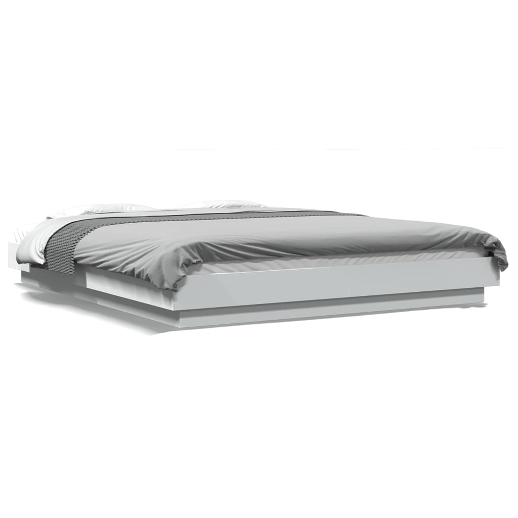 Cadre de lit avec lumières LED sans matelas blanc 150x200 cm - XIOS