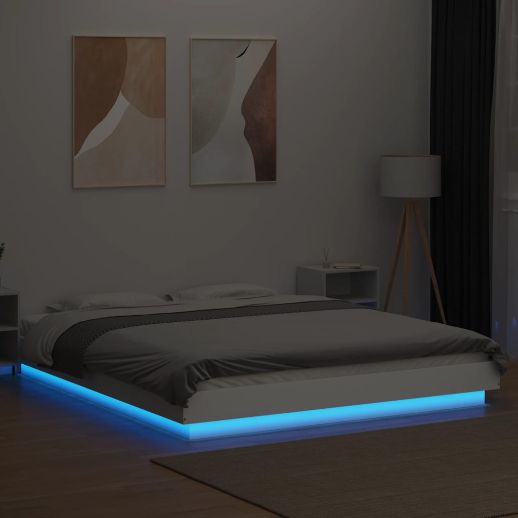 Cadre de lit avec lumières LED sans matelas blanc 150x200 cm - XIOS