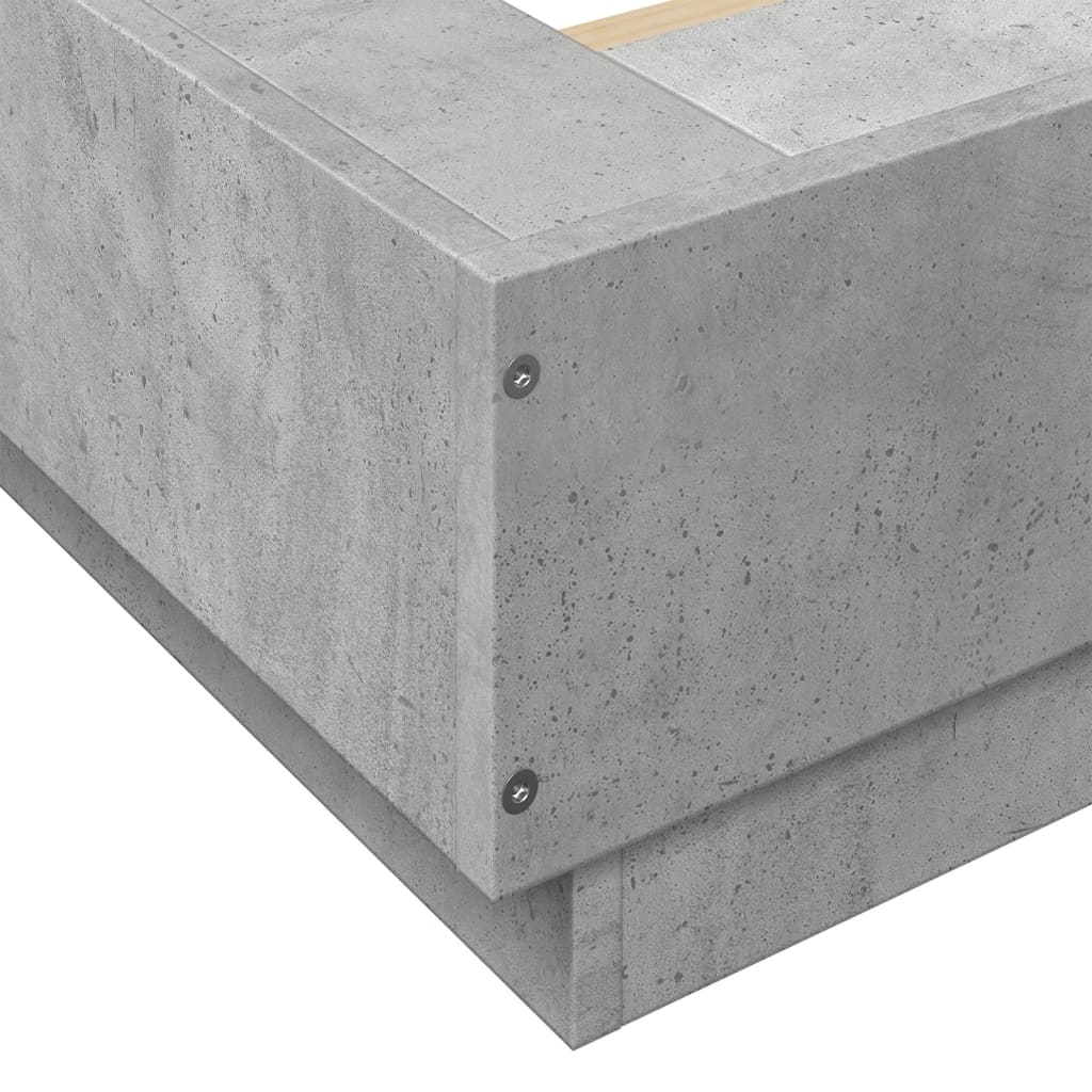 Cadre de lit et lumières LED sans matelas gris béton 150x200 cm - XIOS