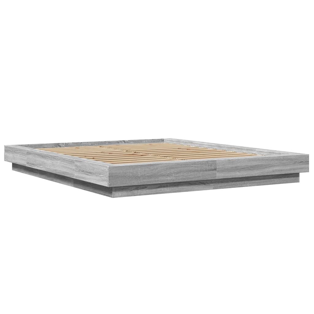 Cadre de lit et lumières LED sans matelas sonoma gris 150x200cm - XIOS