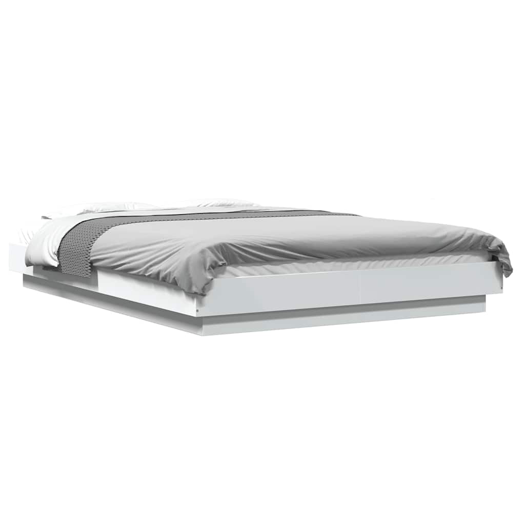 Cadre de lit avec lumières LED sans matelas blanc 140x200 cm - XIOS