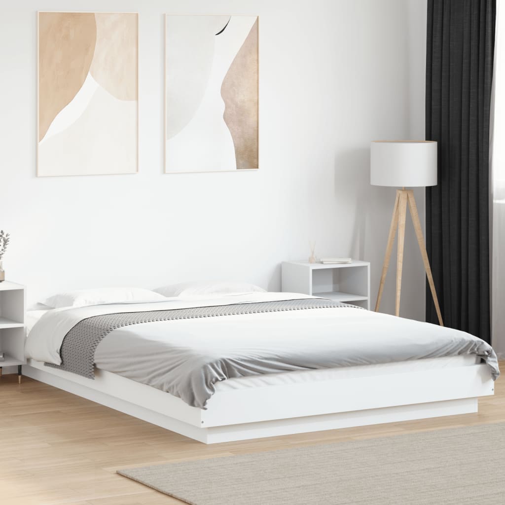Cadre de lit avec lumières LED sans matelas blanc 140x200 cm - XIOS