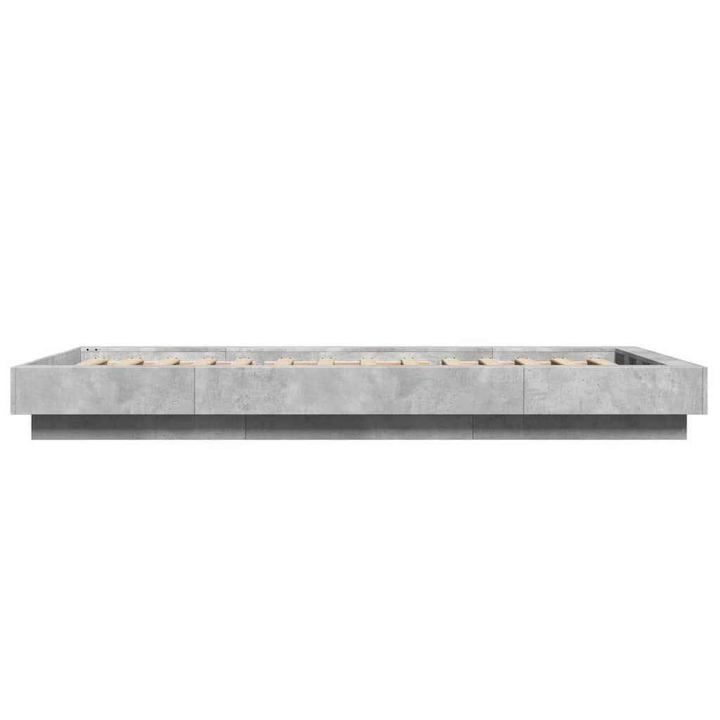 Cadre de lit et lumières LED sans matelas gris béton 100x200 cm - XIOS