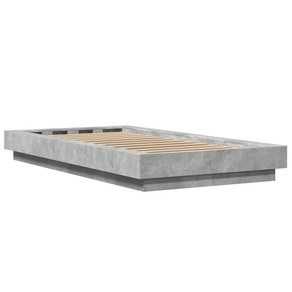 Cadre de lit et lumières LED sans matelas gris béton 100x200 cm - XIOS
