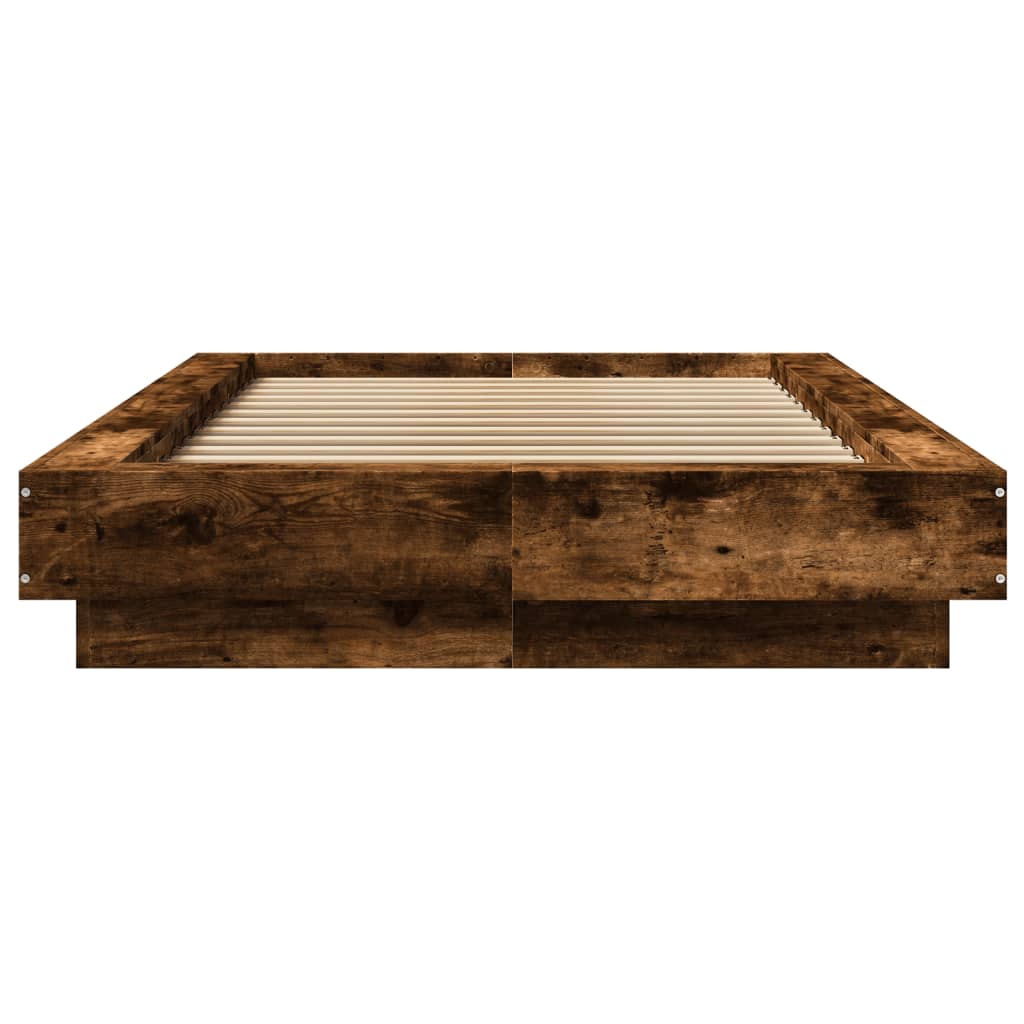 Cadre de lit et lumières LED sans matelas chêne fumé 90x200 cm - XIOS