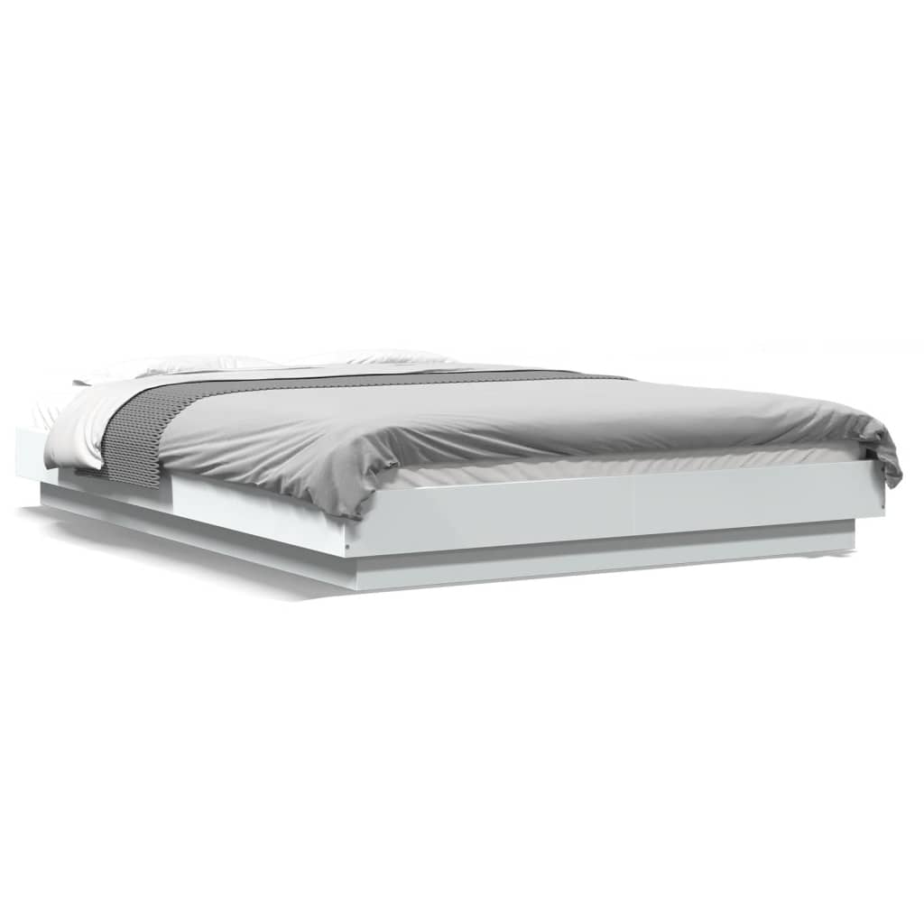 Cadre de lit avec lumières LED sans matelas blanc 140x190 cm - XIOS