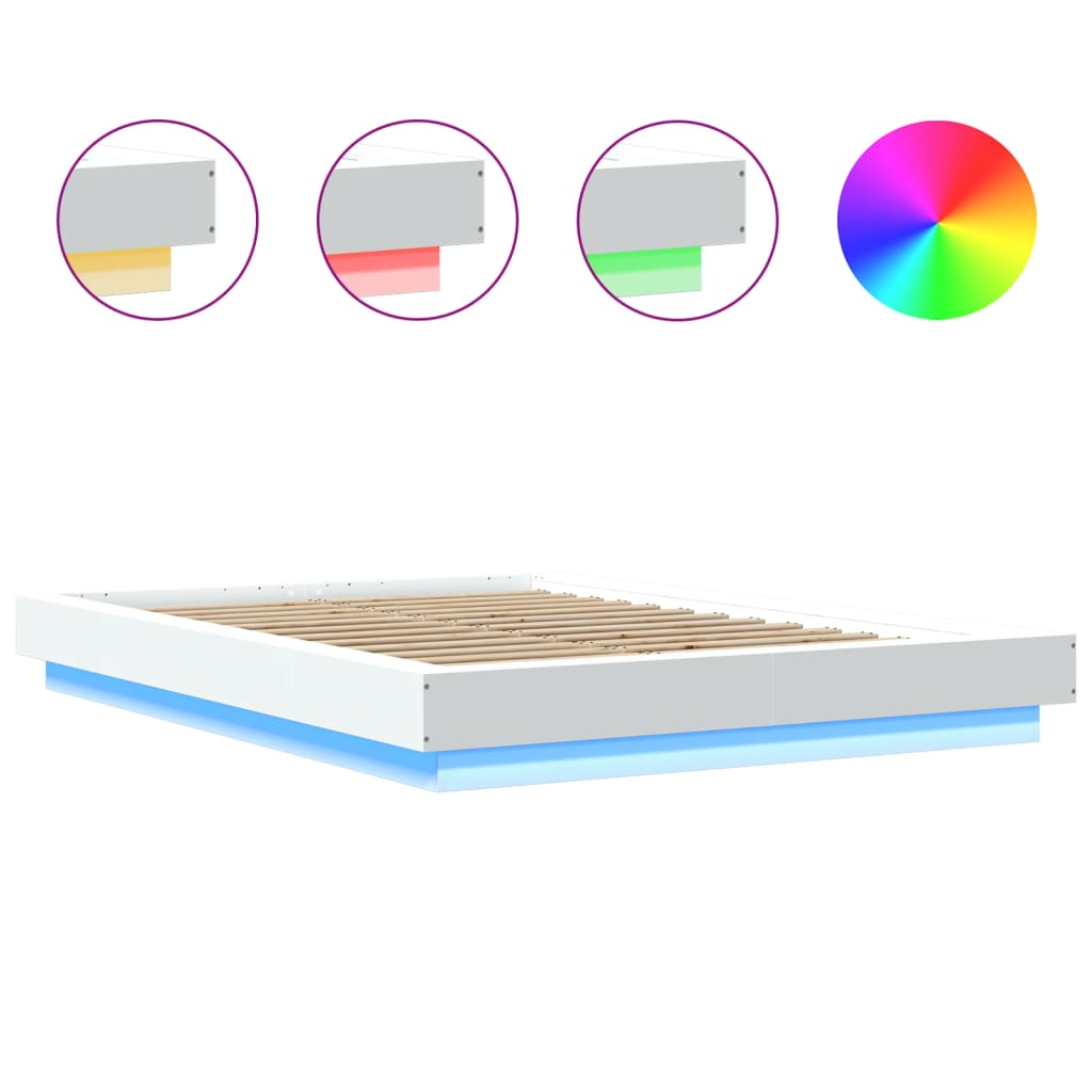 Cadre de lit avec lumières LED sans matelas blanc 135x190 cm - XIOS
