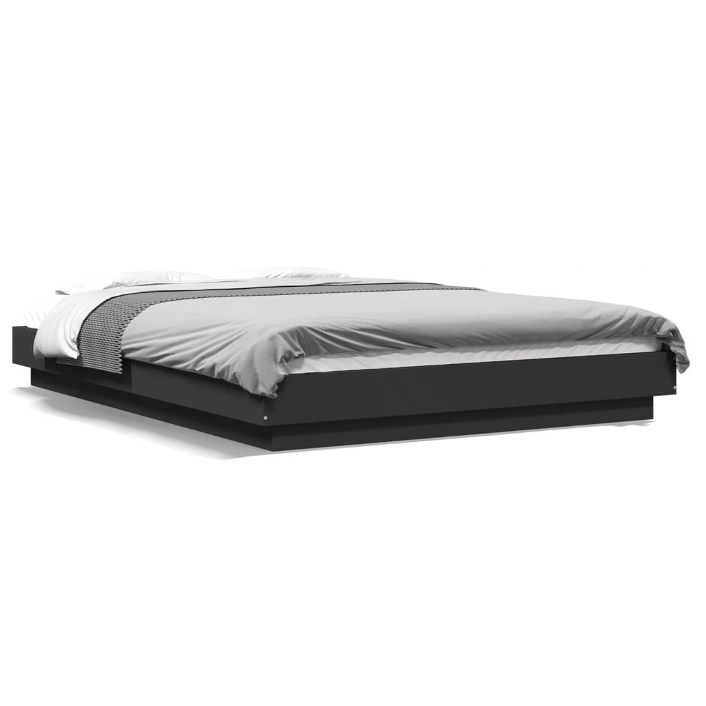 Cadre de lit avec lumières LED sans matelas noir 135x190 cm - XIOS