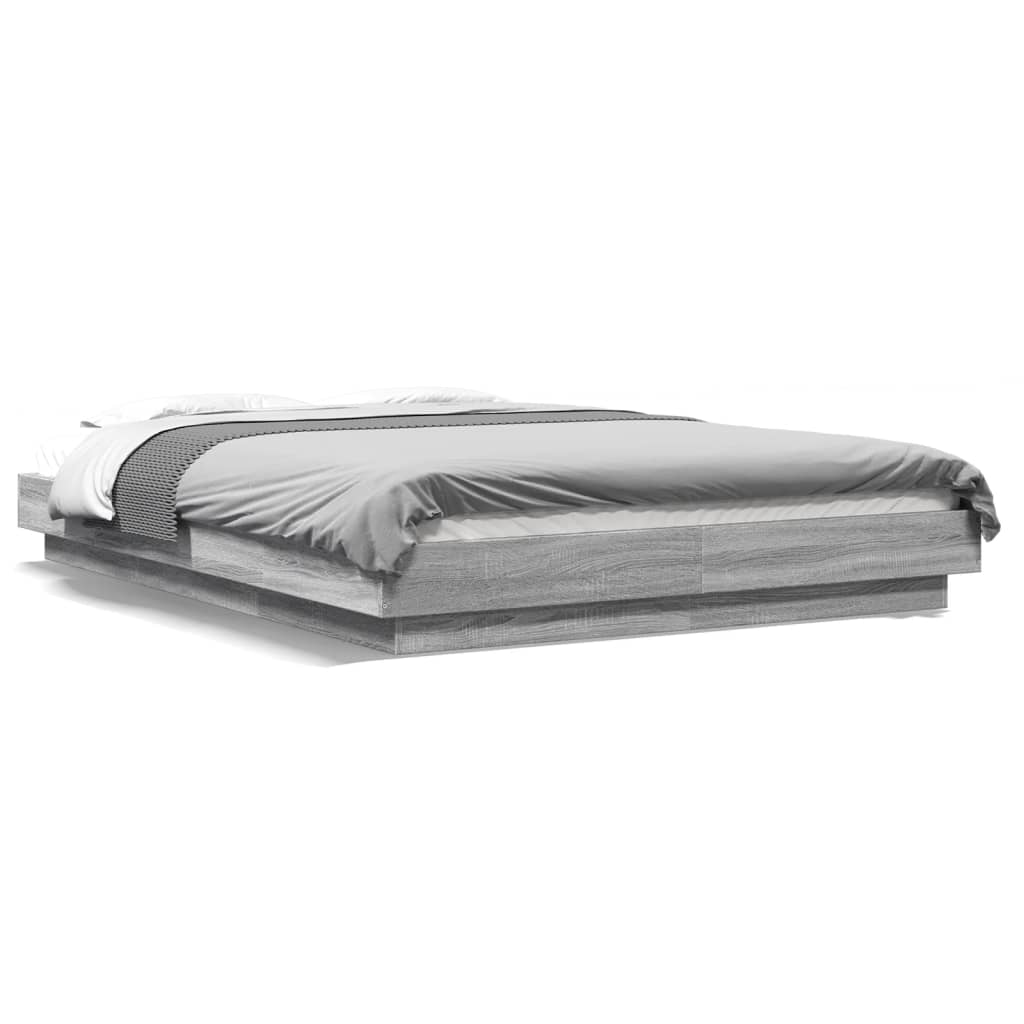 Cadre de lit et lumières LED sans matelas sonoma gris 135x190cm - XIOS