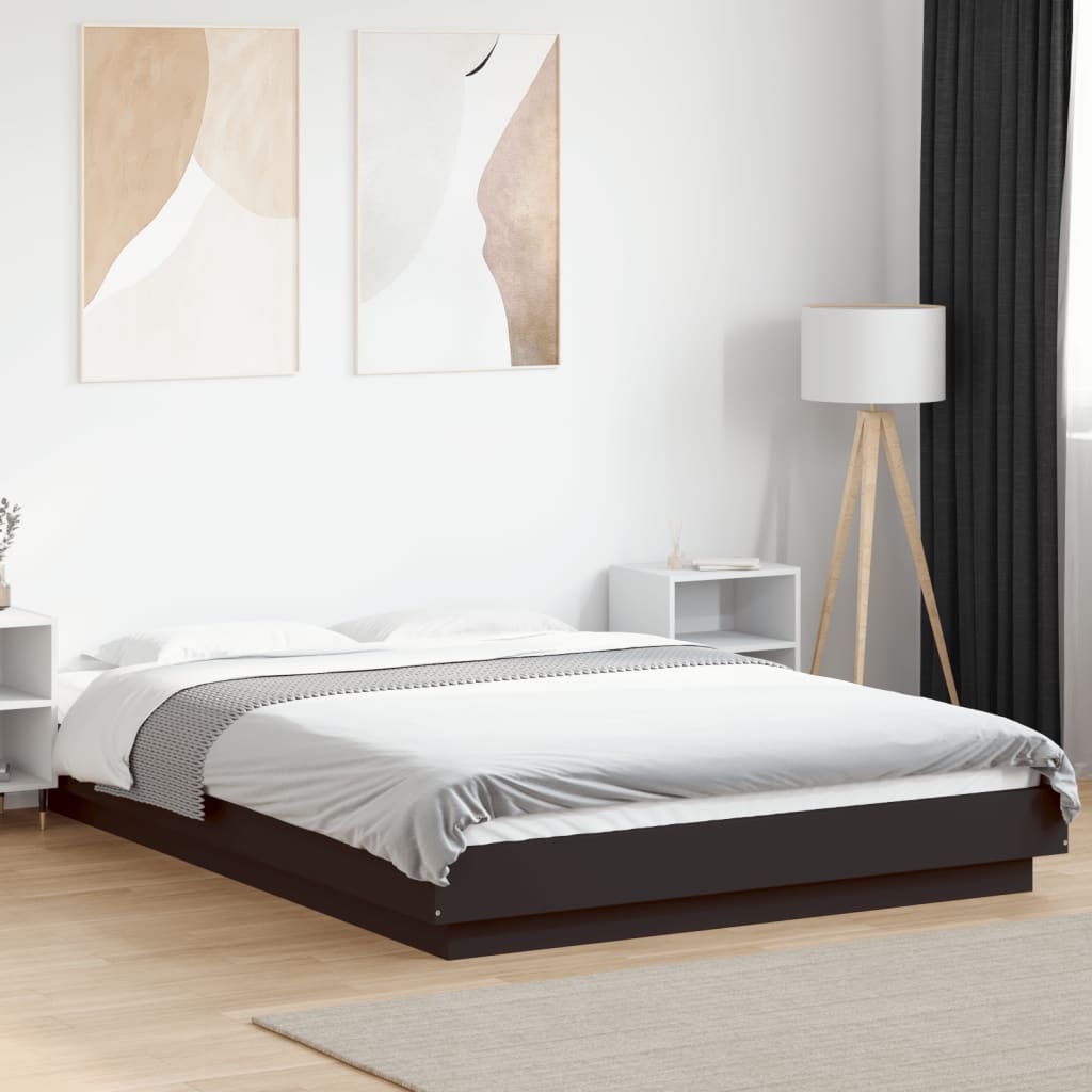 Cadre de lit avec lumières LED sans matelas noir 120x190cm - XIOS