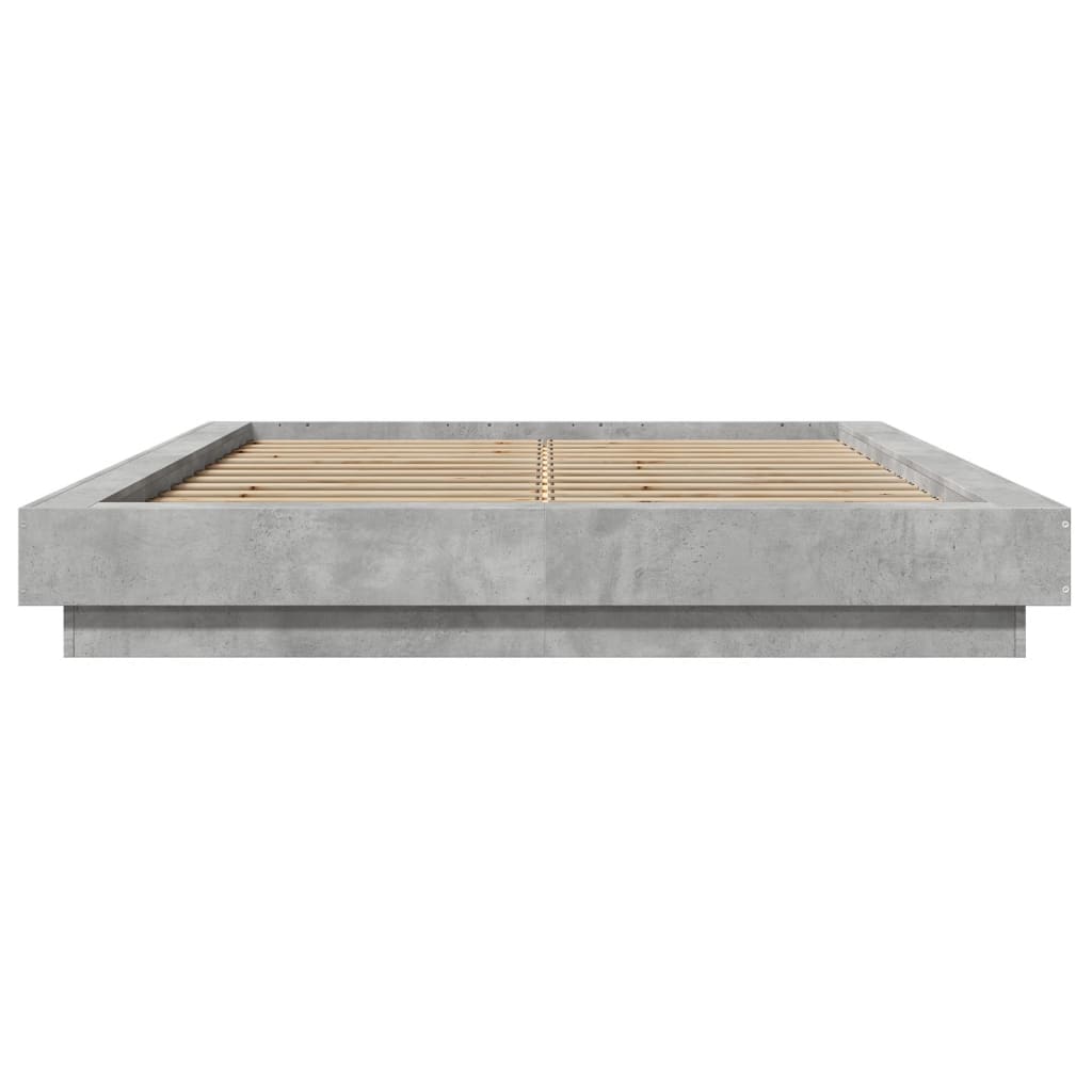 Cadre de lit et lumières LED sans matelas gris béton 120x190cm - XIOS