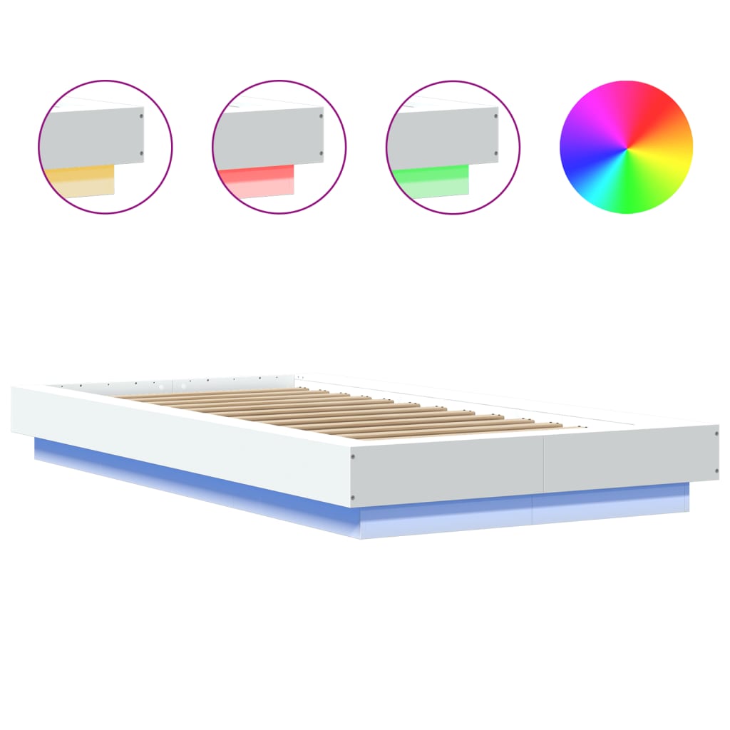 Cadre de lit avec lumières LED sans matelas blanc 90x190 cm - XIOS