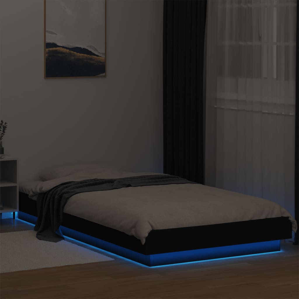 Cadre de lit avec lumières LED sans matelas noir 90x190 cm - XIOS