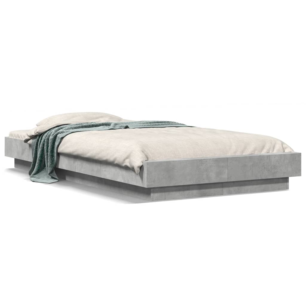 Cadre de lit et lumières LED sans matelas gris béton 90x190 cm - XIOS