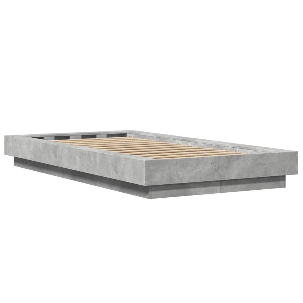 Cadre de lit et lumières LED sans matelas gris béton 90x190 cm - XIOS
