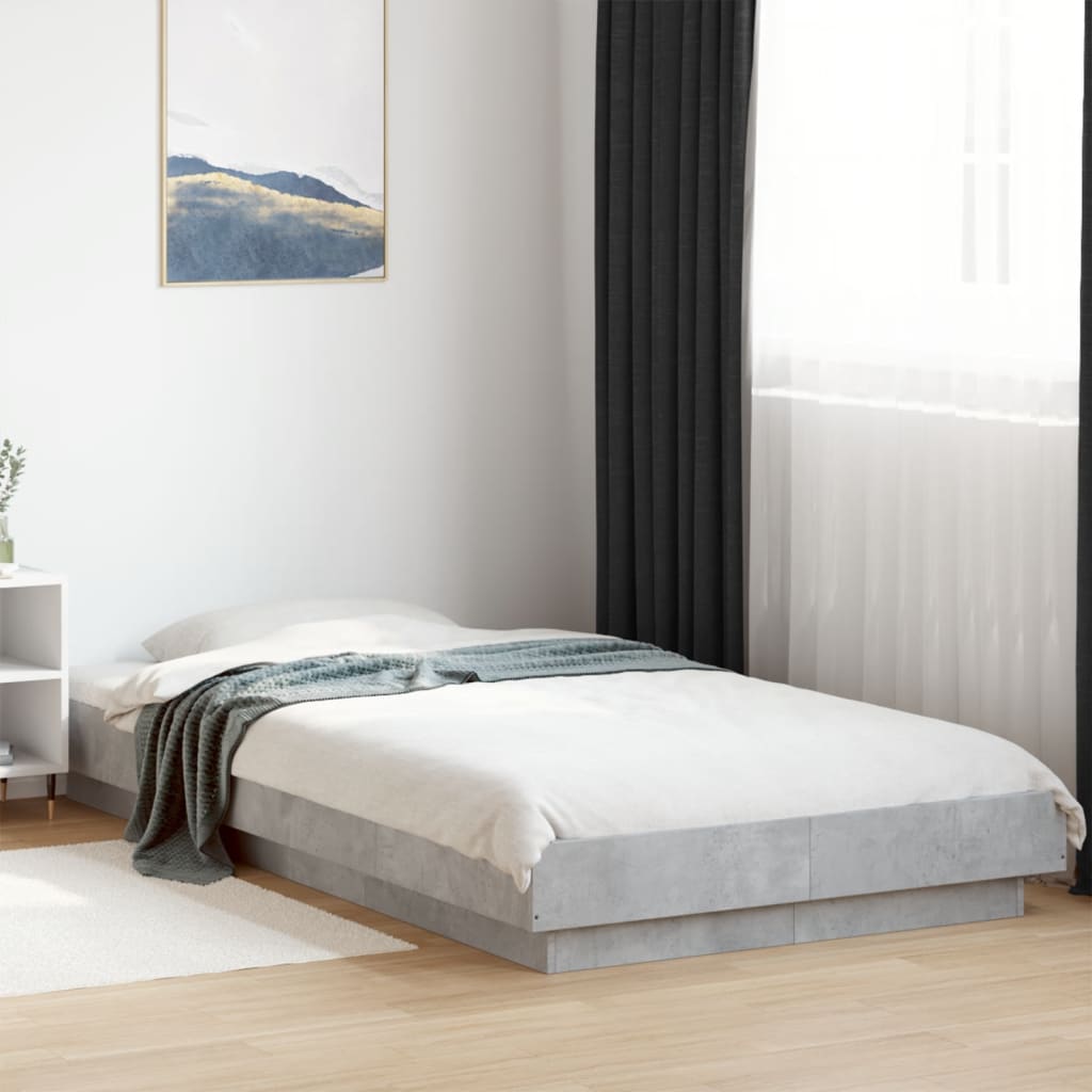 Cadre de lit et lumières LED sans matelas gris béton 90x190 cm - XIOS