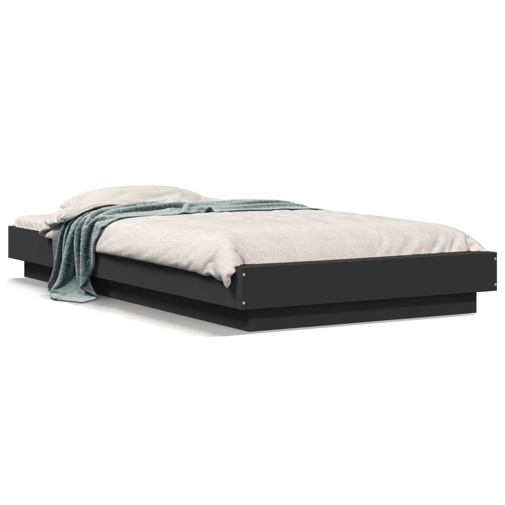 Cadre de lit avec lumières LED sans matelas noir 75x190 cm - XIOS