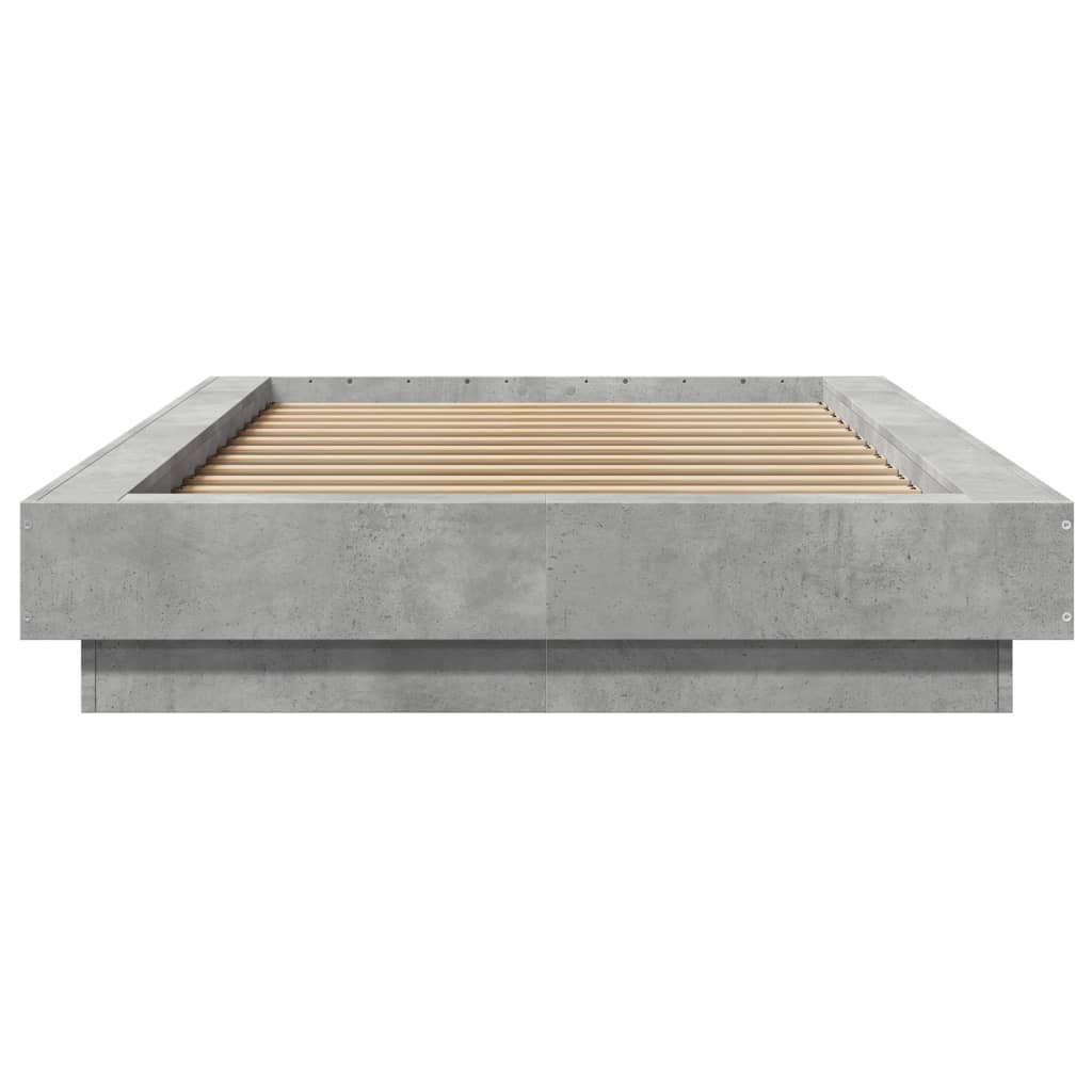 Cadre de lit et lumières LED sans matelas gris béton 75x190 cm - XIOS