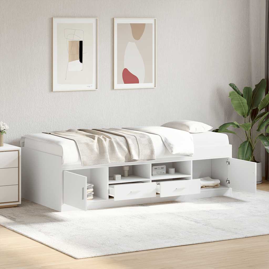 Lit de jour avec tiroirs sans matelas blanc 100x200 cm