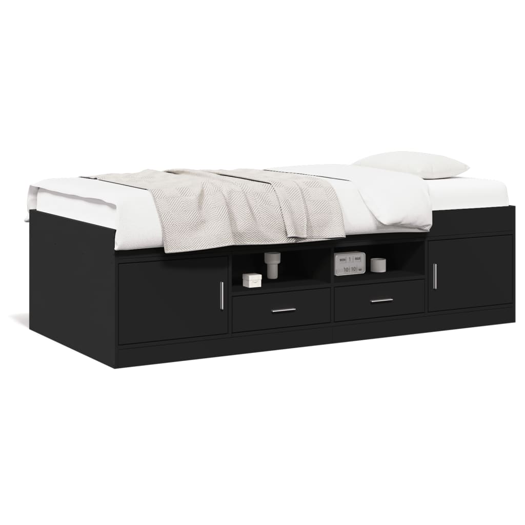Lit de jour avec tiroirs sans matelas noir 100x200 cm - XIOS