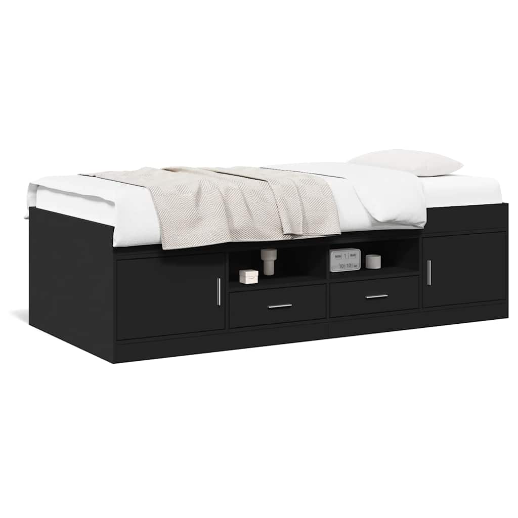 Lit de jour avec tiroirs sans matelas noir 100x200 cm - XIOS