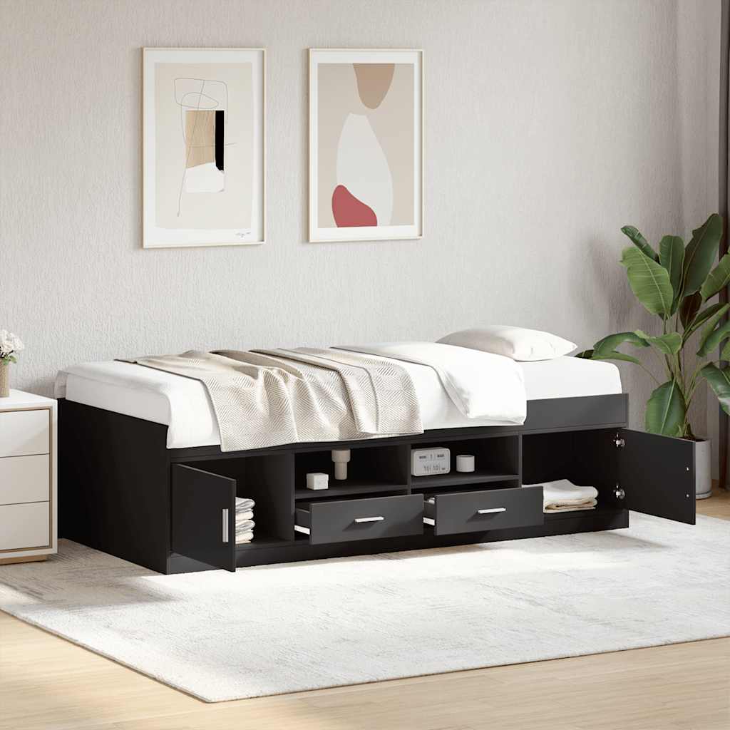 Lit de jour avec tiroirs sans matelas noir 100x200 cm - XIOS