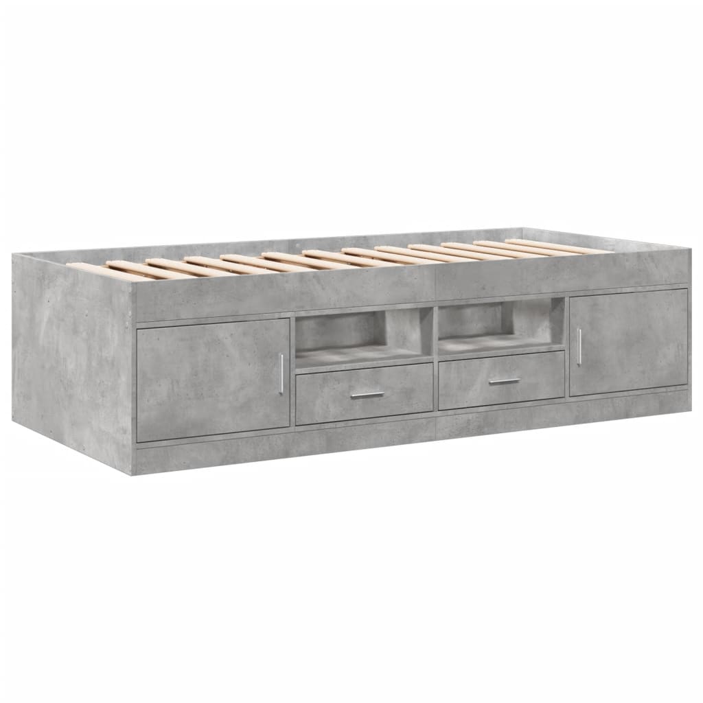 Lit de jour avec tiroirs sans matelas gris béton 100x200 cm - XIOS