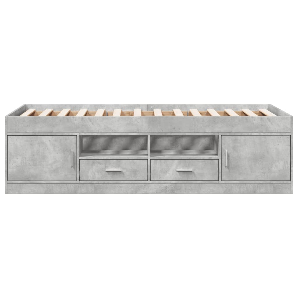 Lit de jour avec tiroirs sans matelas gris béton 100x200 cm - XIOS
