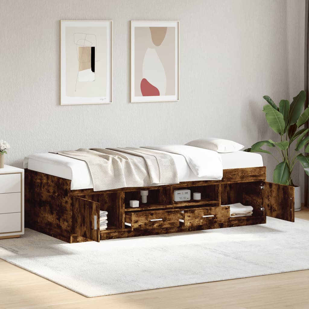Lit de jour avec tiroirs sans matelas chêne fumé 100x200 cm - XIOS